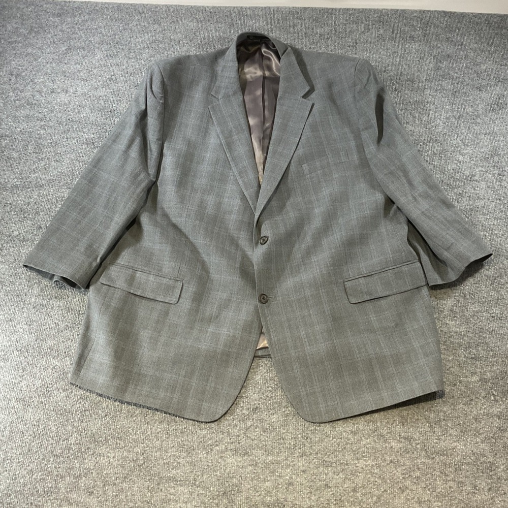 Lauren Ralph Lauren Mens 52R Grey Plaid Silk Wool 2 Button Blazer Sport Coat